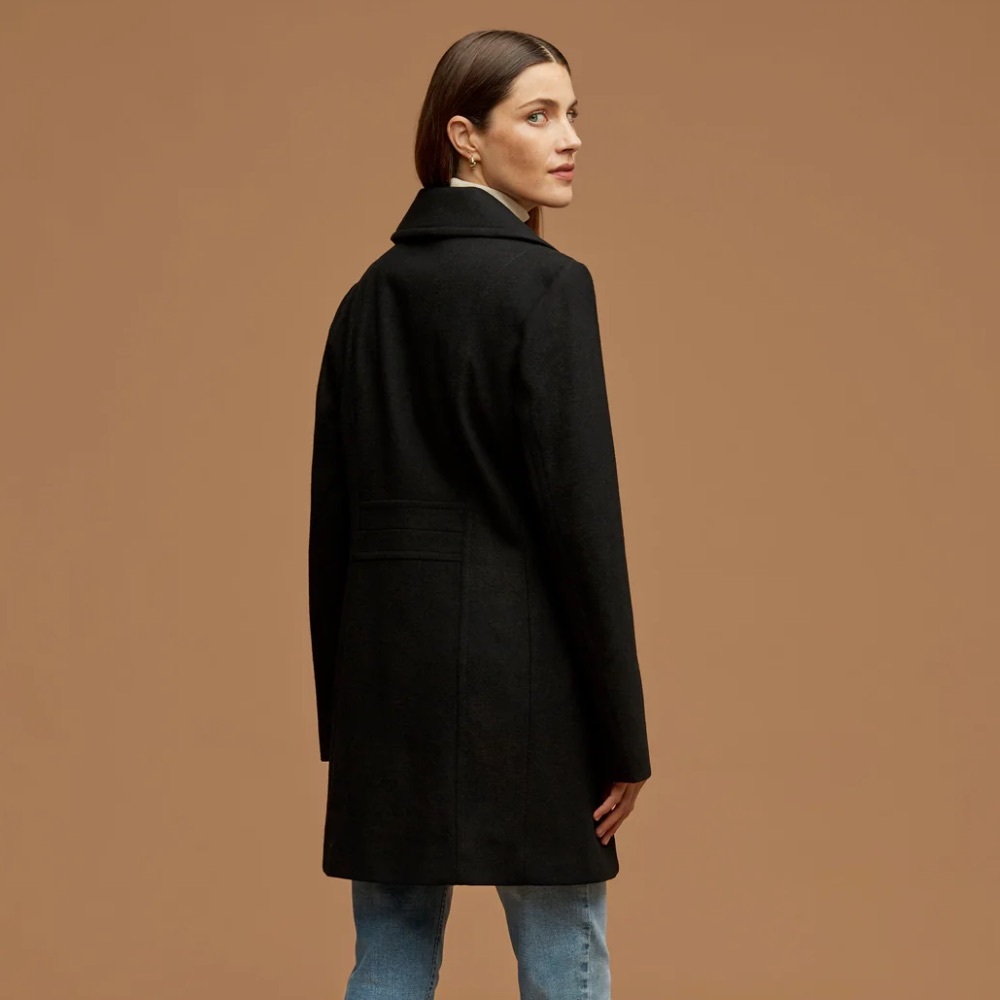 Anne Klein Double Breasted wool Peacoat Black - Picture 3 of 6